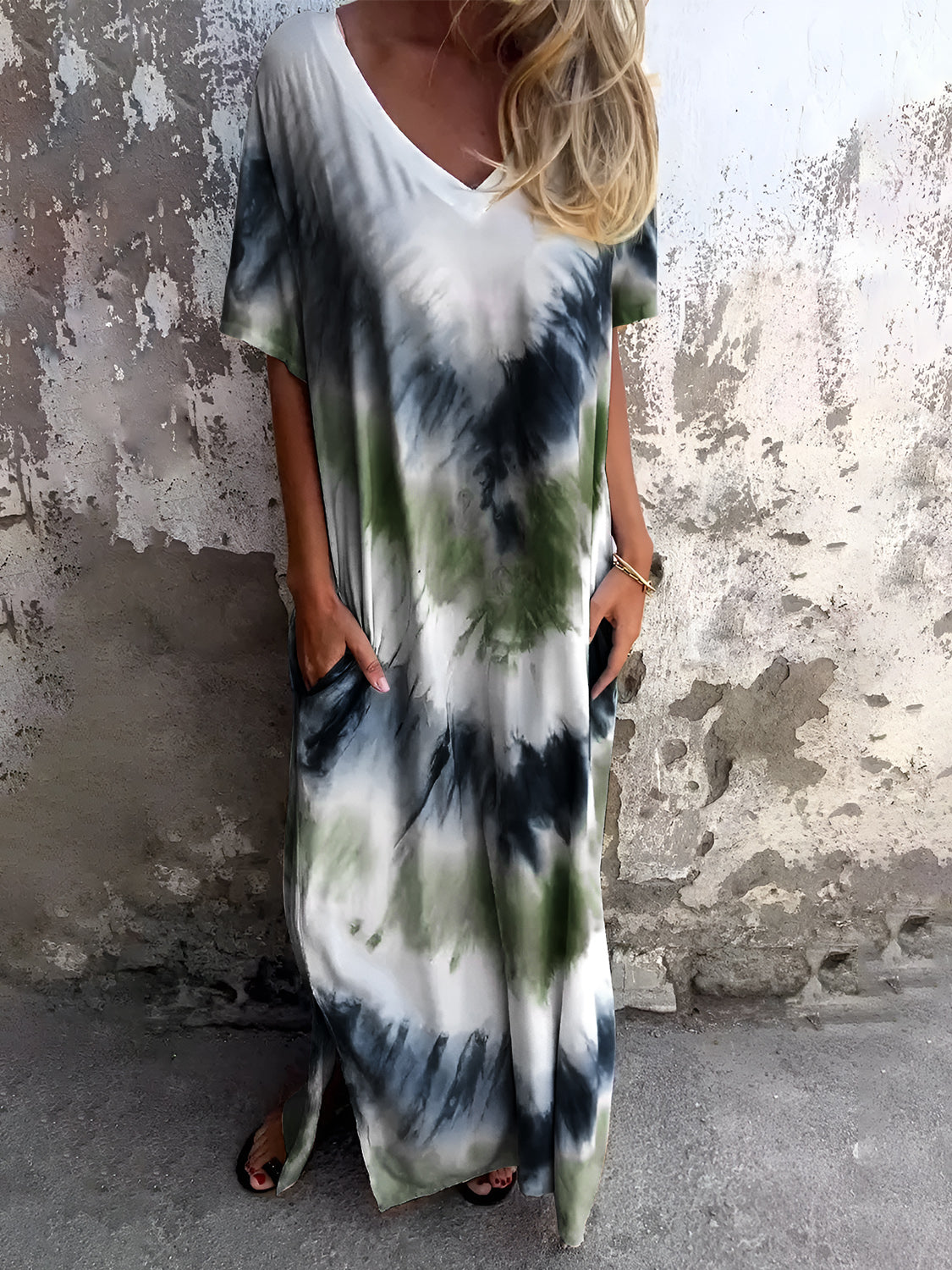 Pocketed Tie-Dye Dress