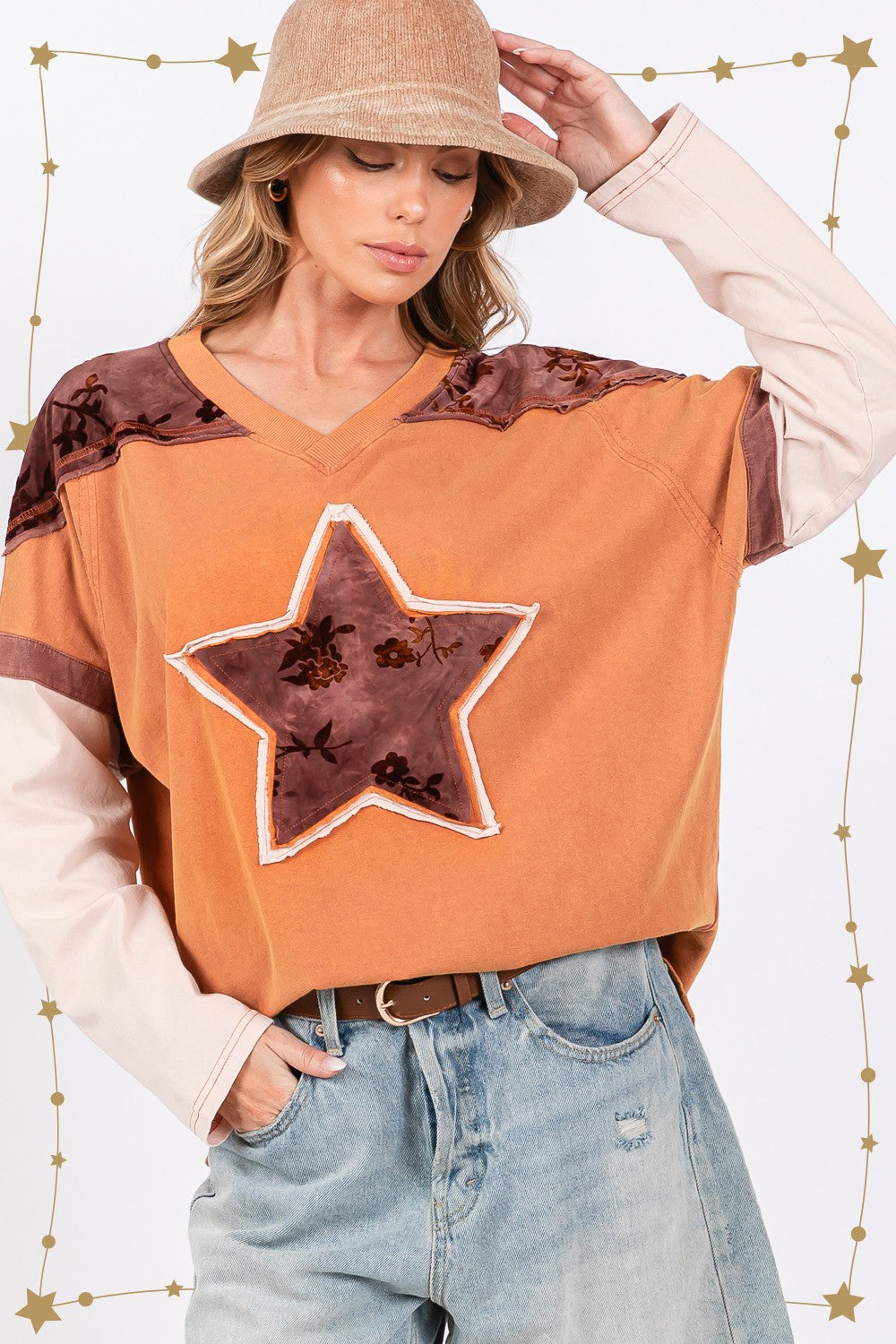 SAGE + FIG Star Patch Color Block T-Shirt