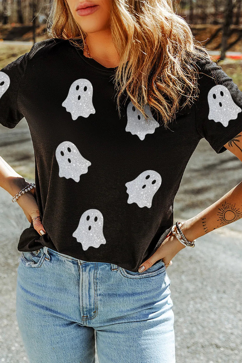 Glitter Ghost Short Sleeve T-Shirt