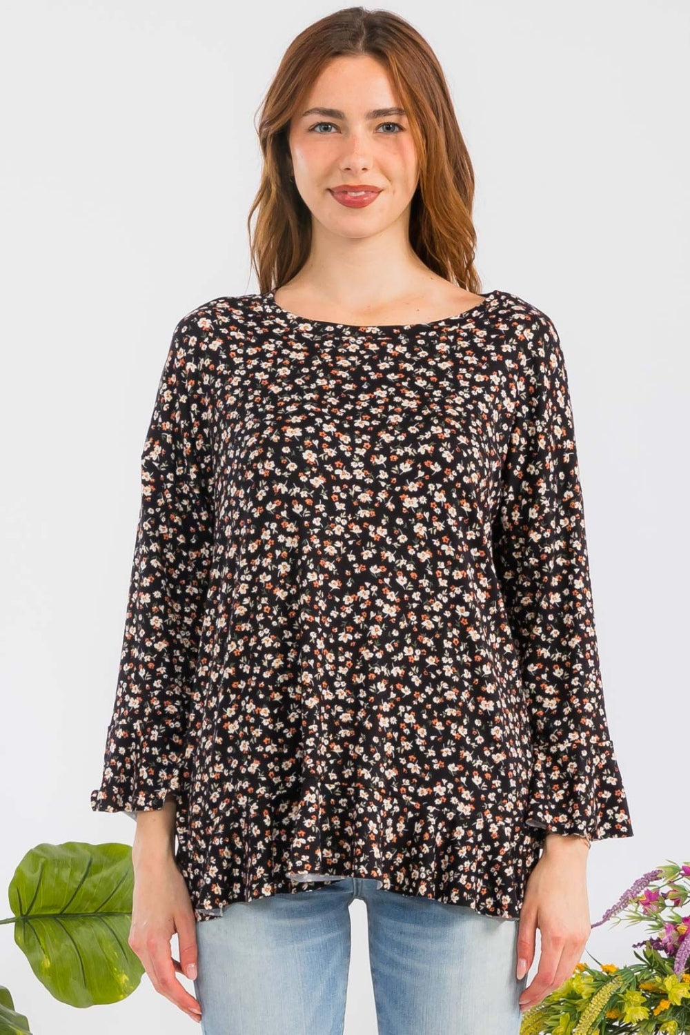 Celeste Floral Ruffle Detail Top