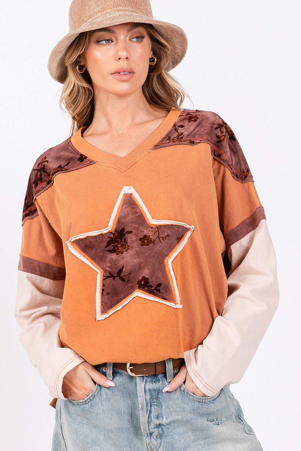 SAGE + FIG Star Patch Color Block T-Shirt