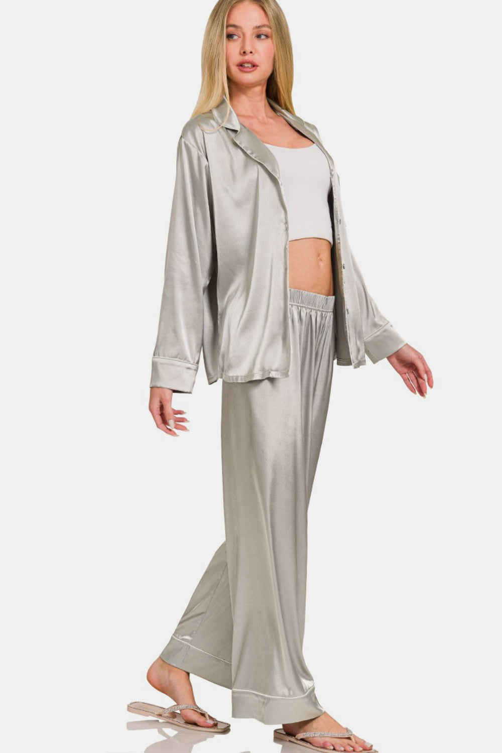 Zenana Satin Pajama Set