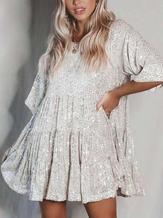 Sequin Half Sleeve Mini Dress