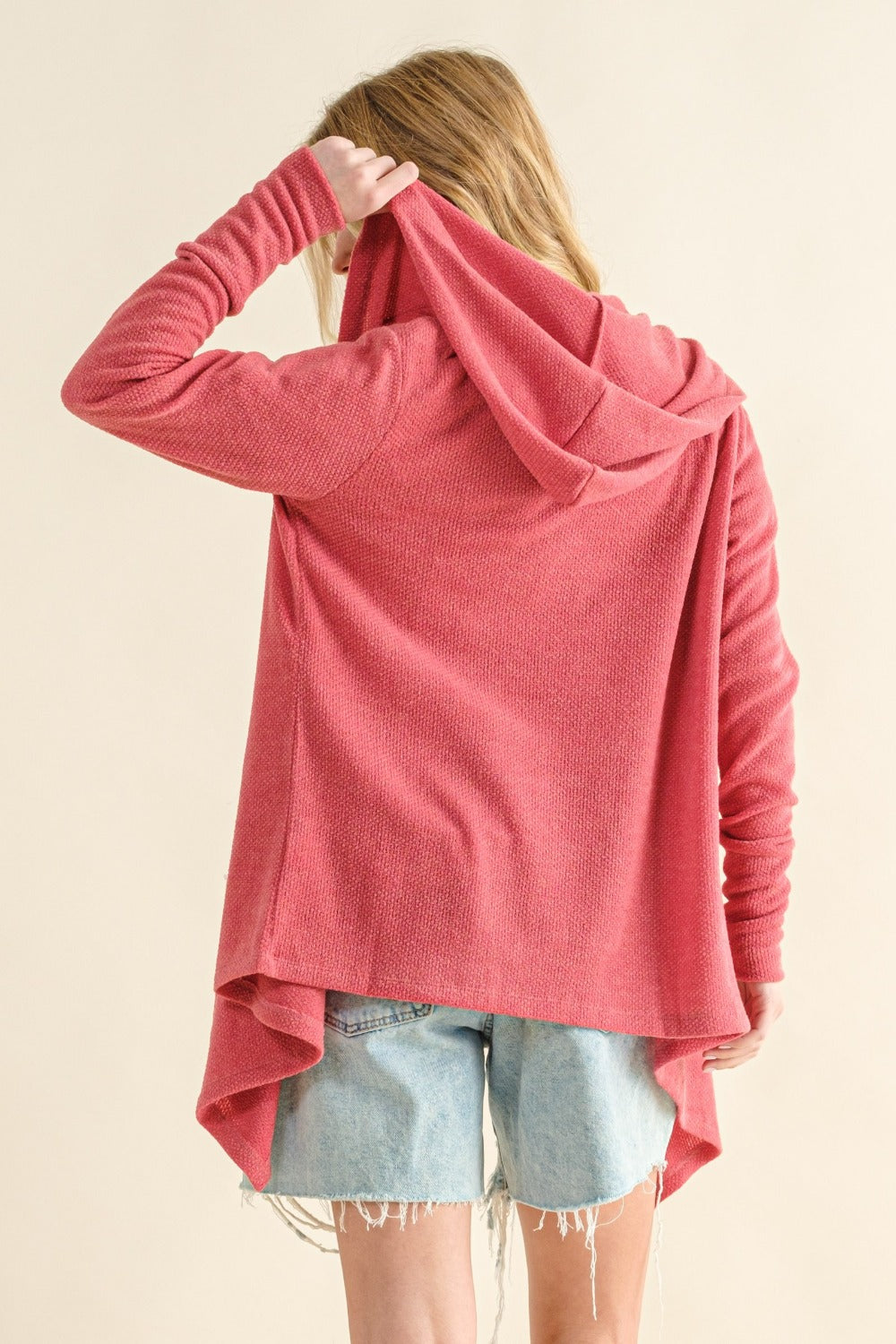 And The Why Thermal Hooded Open Front Cardigan