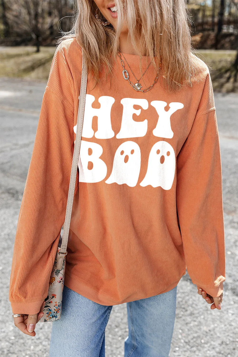 Hey Boo Graphic Long Sleeve Sweatshirt