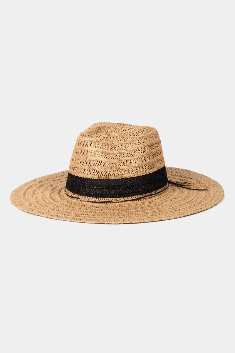 Fame Contrast Straw Braided Sun Hat