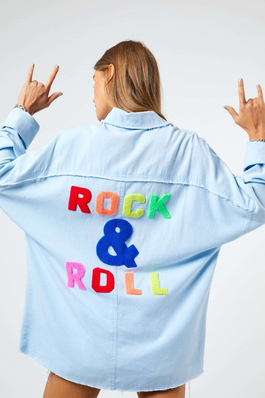 Multi Color Rock & Roll Fringed Hem Detail Shirt