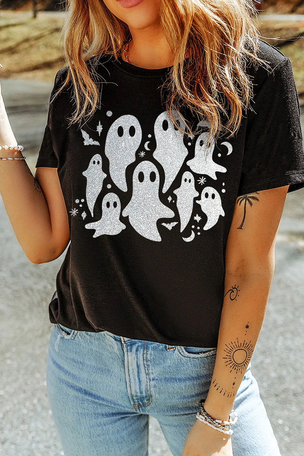 Ghost Round Neck Short Sleeve T-Shirt