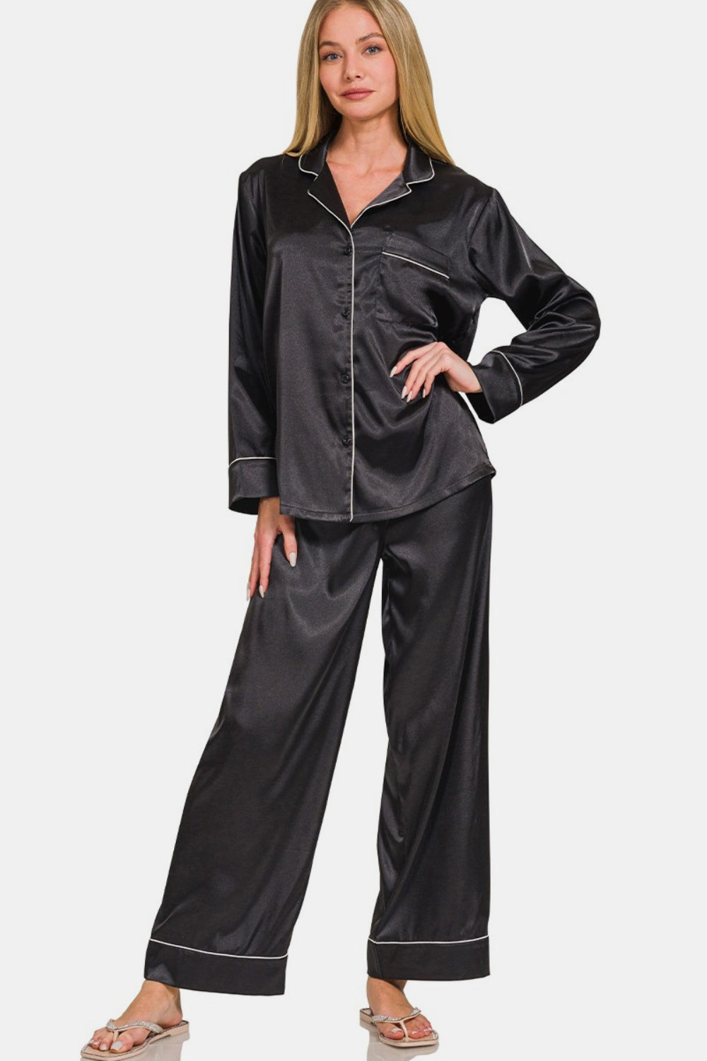 Zenana Satin Pajama Set