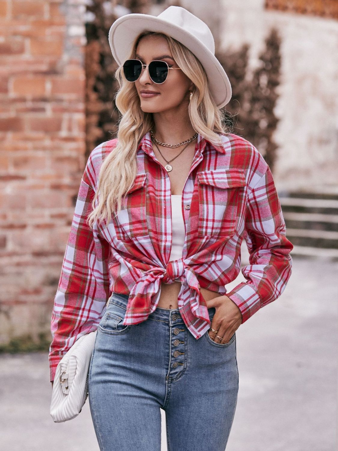 Mandy Plaid Dropped Shoulder Longline Shirt