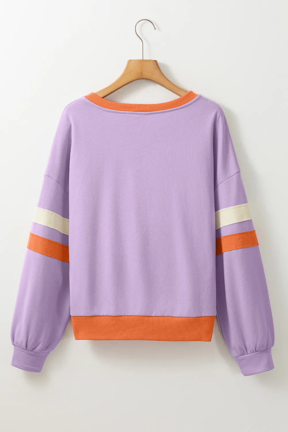 Pumpkin Contrast V-Neck Long Sleeve Sweatshirt