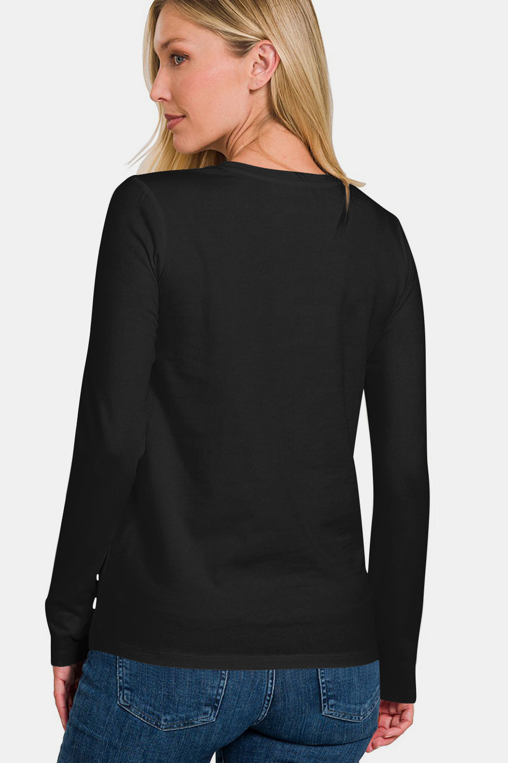 Zenana Solid Color Round Neck Long Sleeve T-Shirt