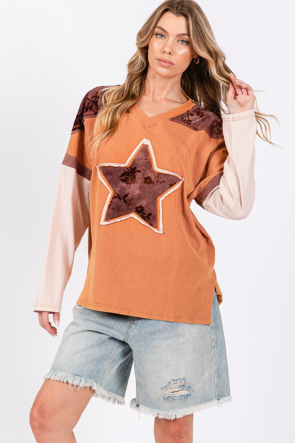 SAGE + FIG Star Patch Color Block T-Shirt