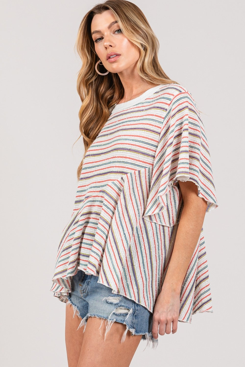 SAGE + FIG Round Neck Stripe Top