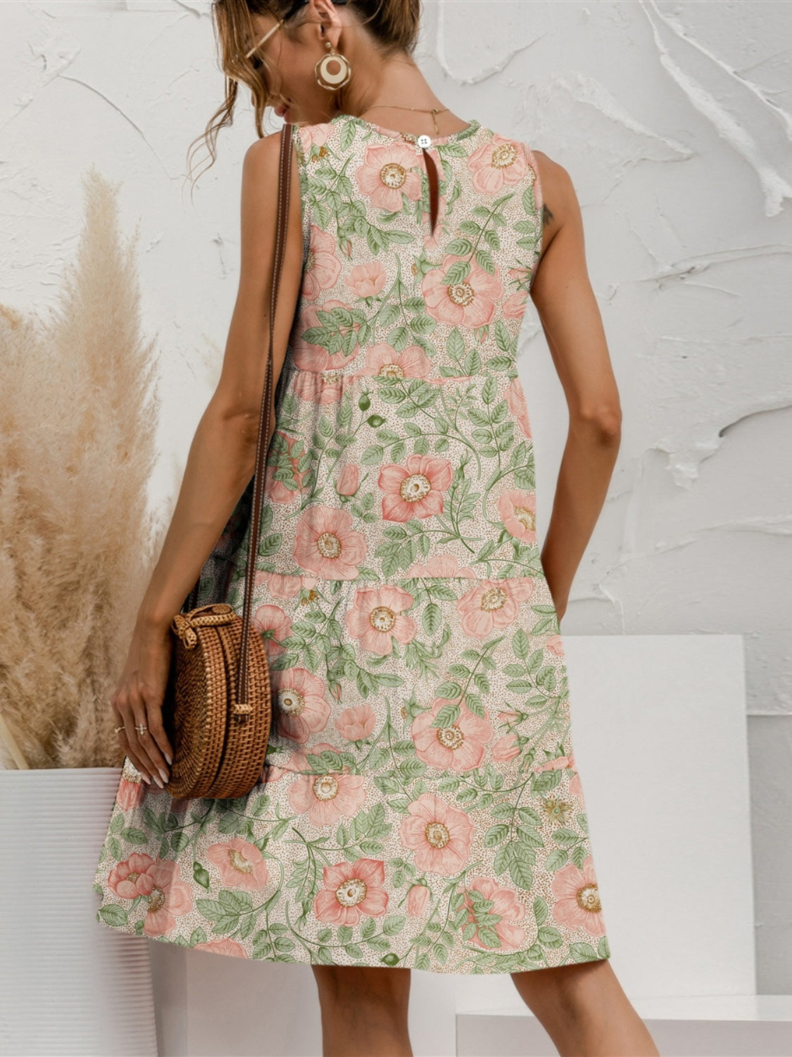 Tiered Printed Sleeveless Dress