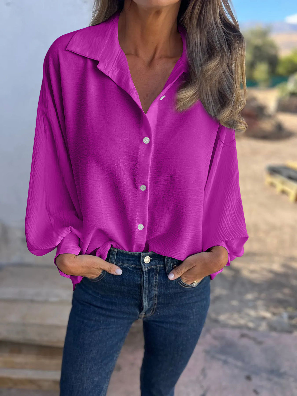 Collared Neck Long Sleeve Shirt