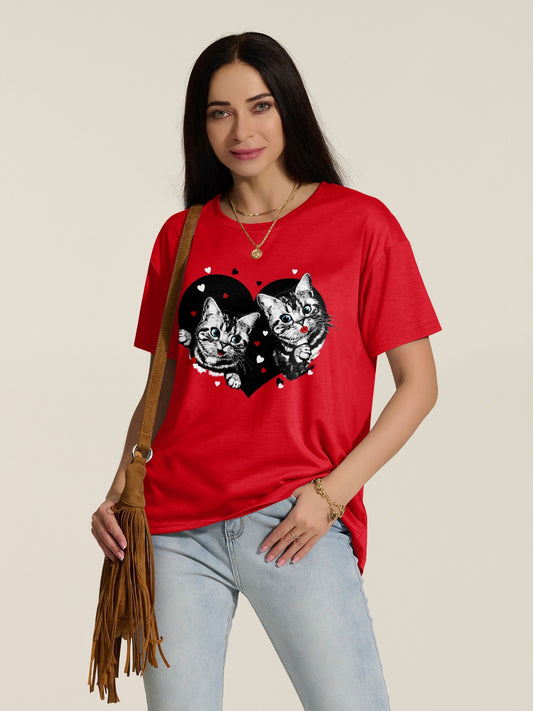 FAM-FAM Cat Dropped Shoulder T-Shirt