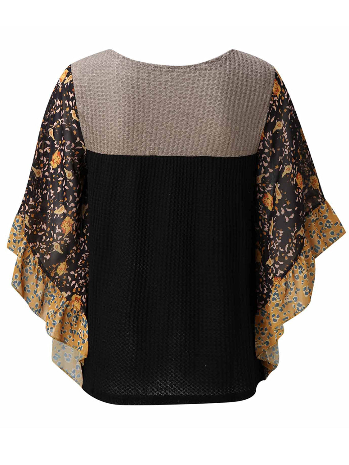 Printed Round Neck Three-Quarter Sleeve Blouse