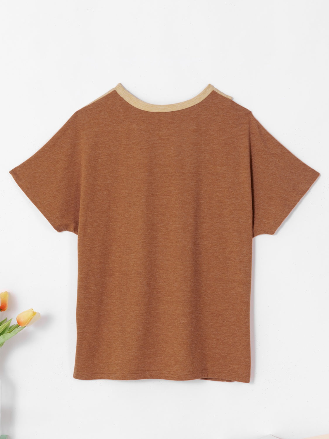 Contrast Round Neck Short Sleeve T-Shirt