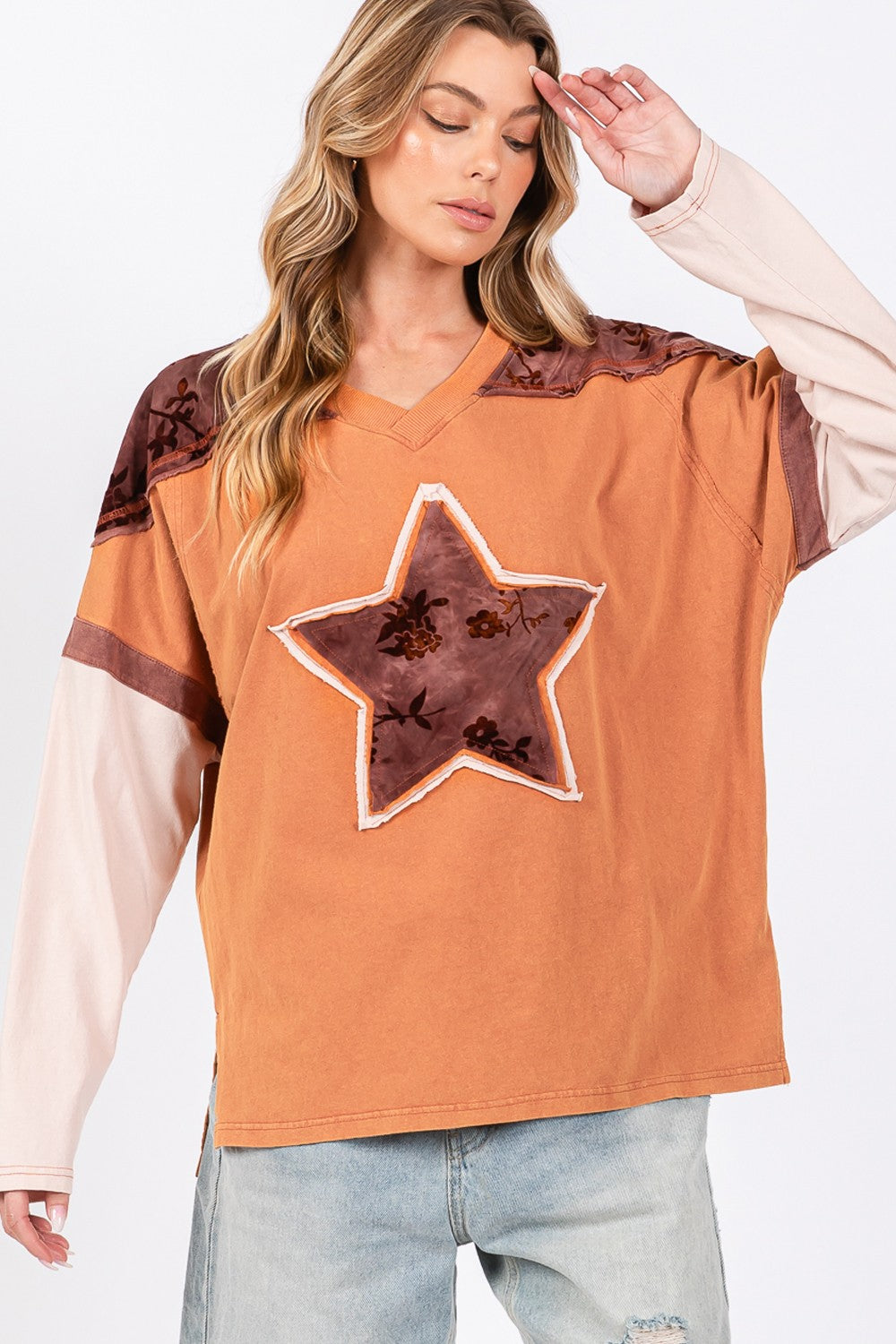 SAGE + FIG Star Patch Color Block T-Shirt