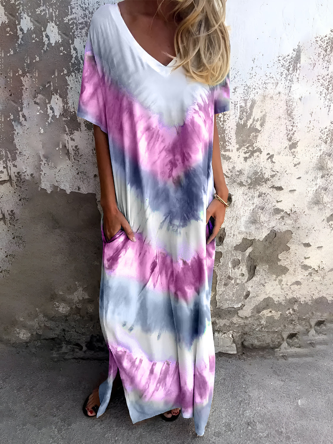 Pocketed Tie-Dye Dress