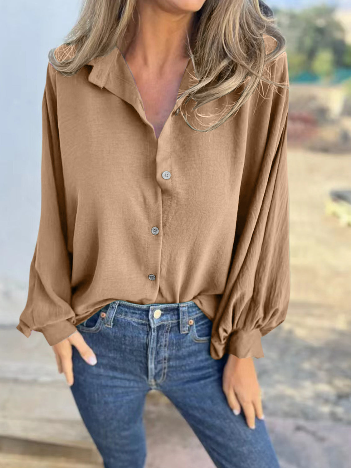 Collared Neck Long Sleeve Shirt