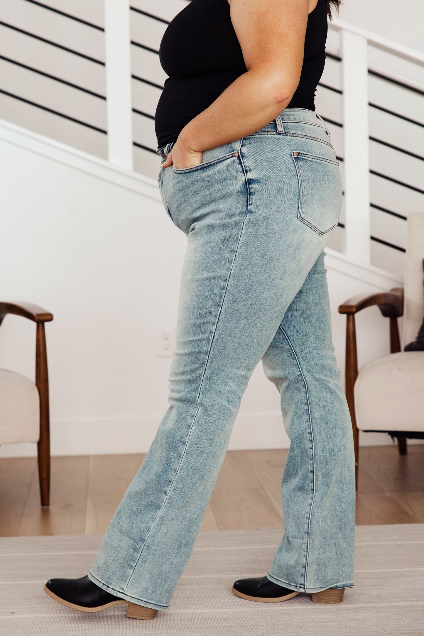 Miranda High Rise Plaid Cuff Vintage Straight JB Jeans