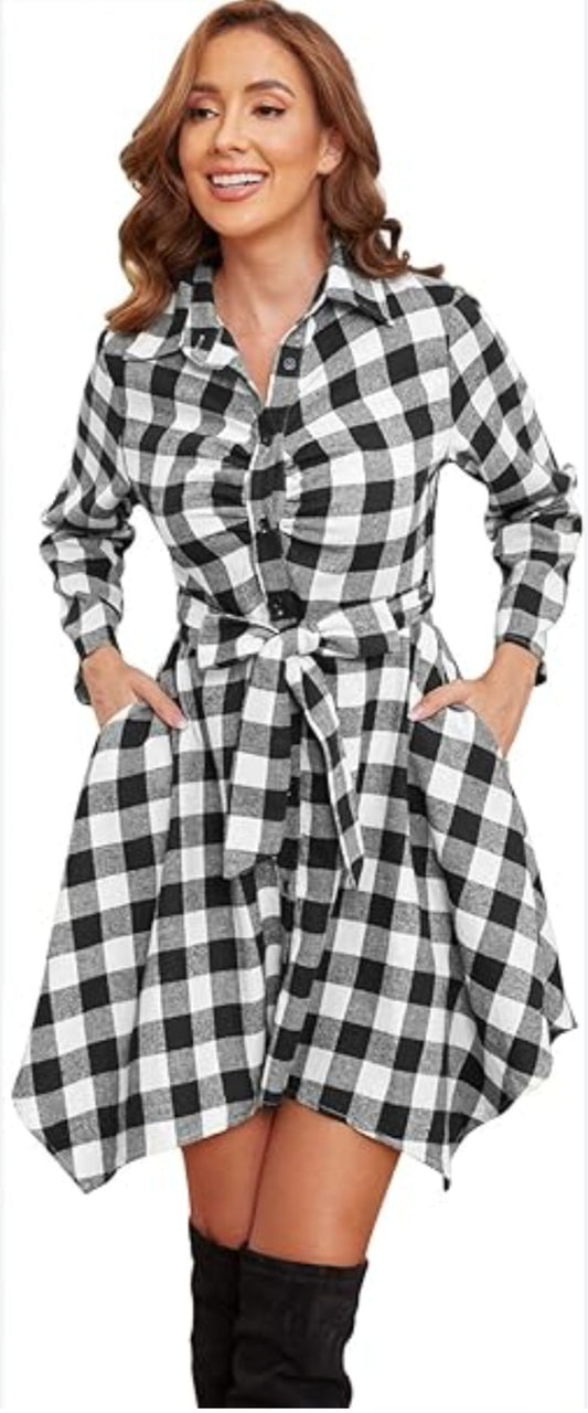 Plaid Flannel Shirt Dress