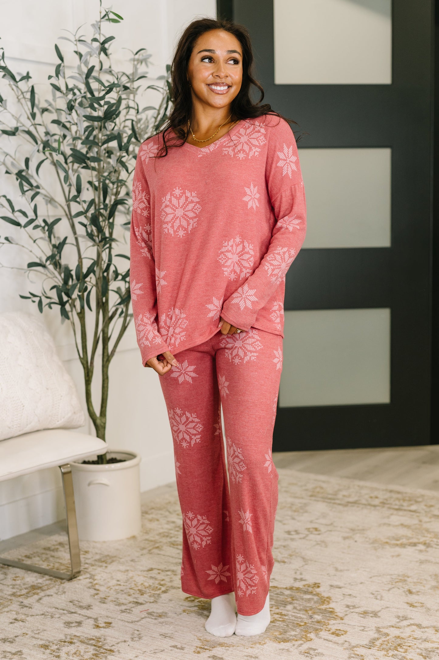 Snowflake Sniffles Pajama Set in Red