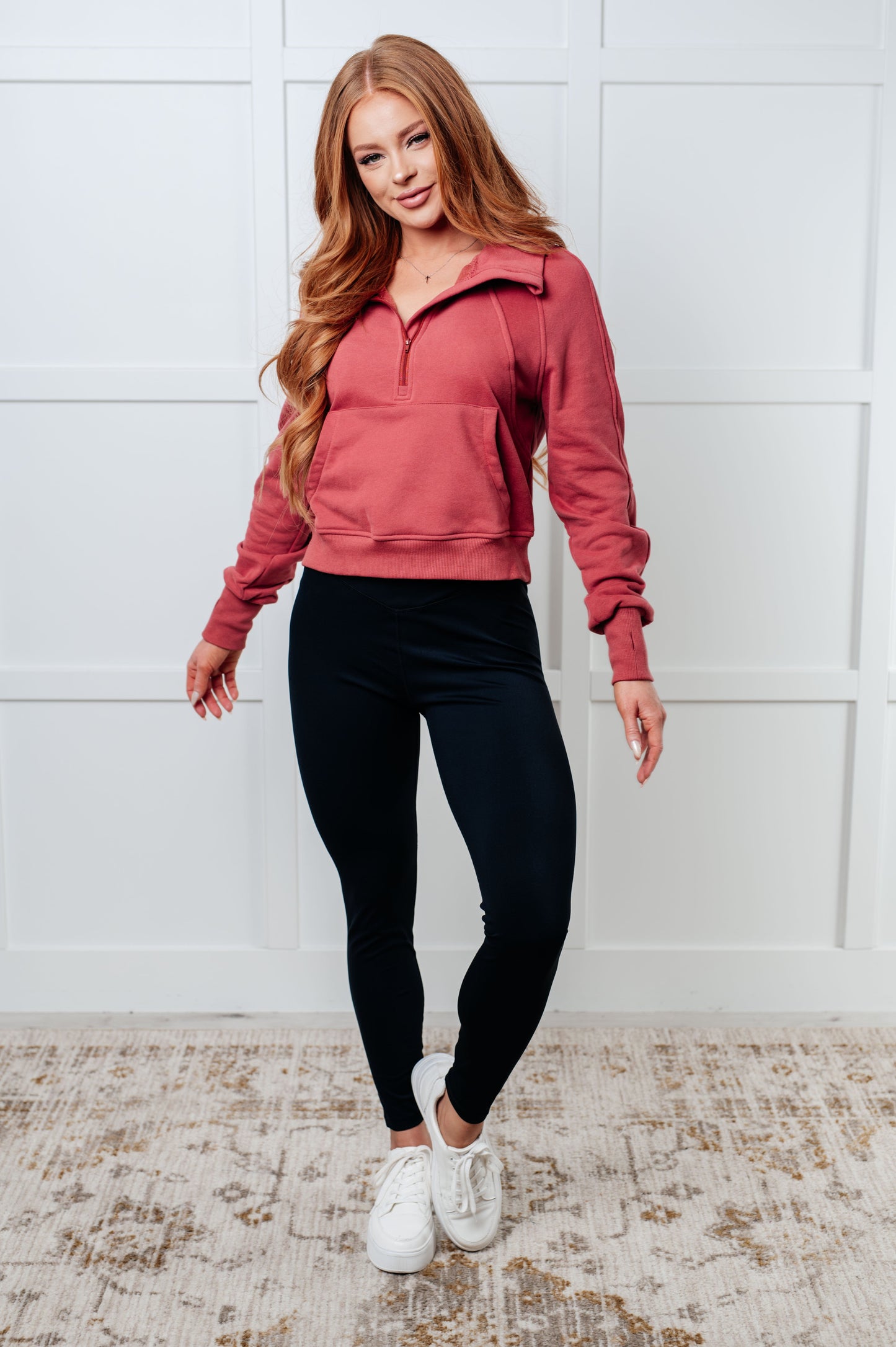 Under Her Spell Half Zip Pullover in Mauve