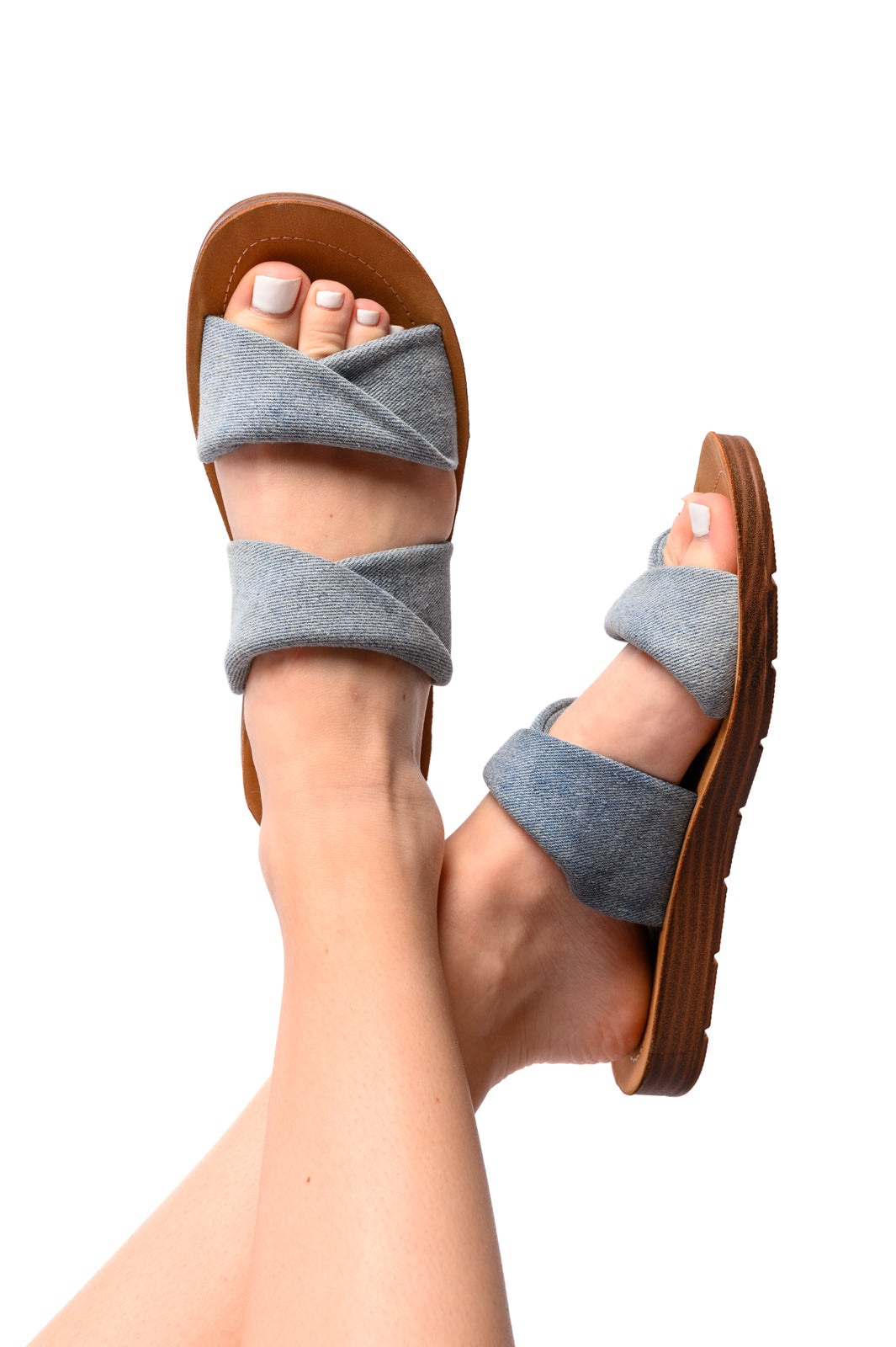 With a Twist Sandal in Denim-Corkys