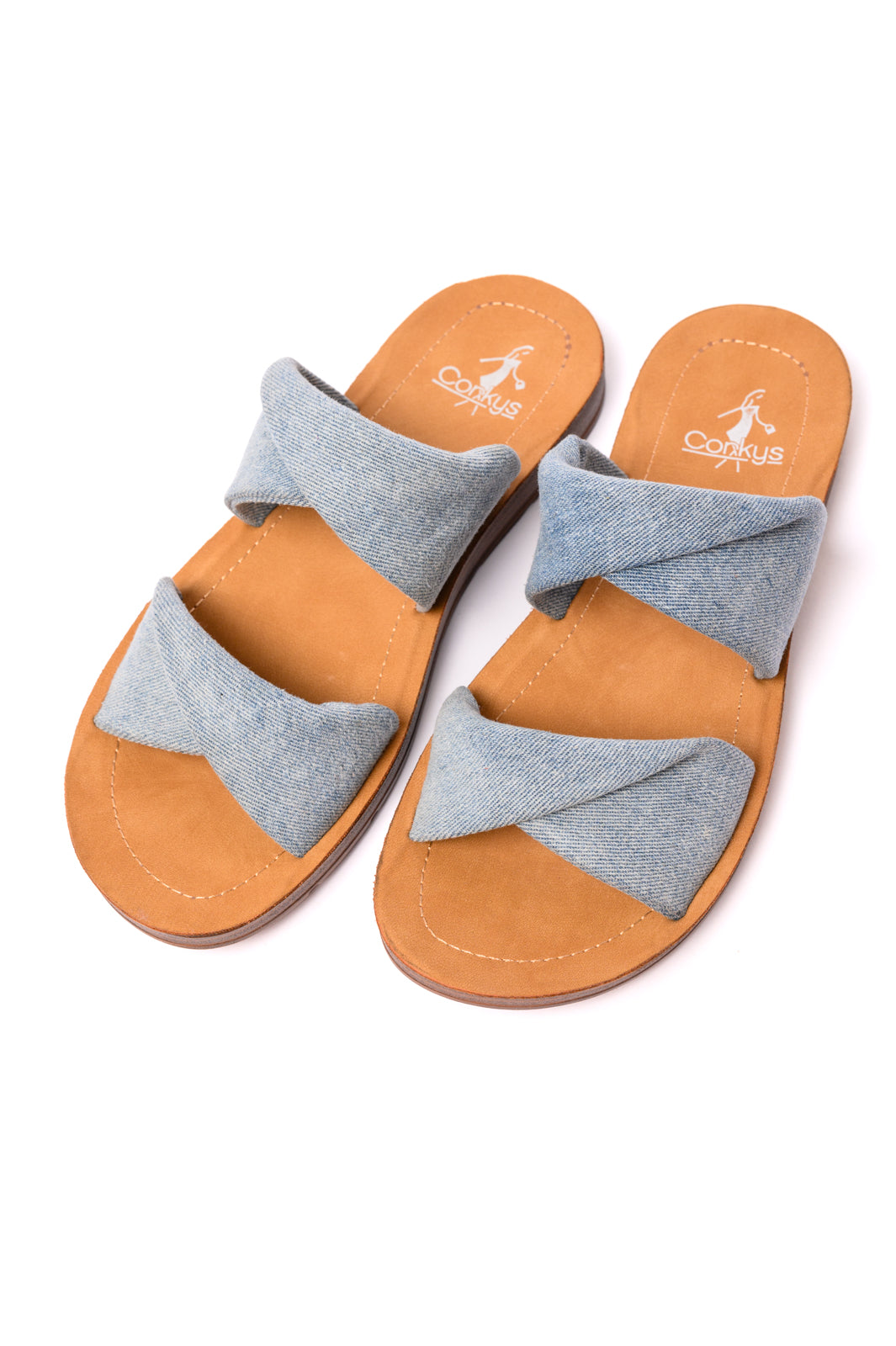 With a Twist Sandal in Denim-Corkys