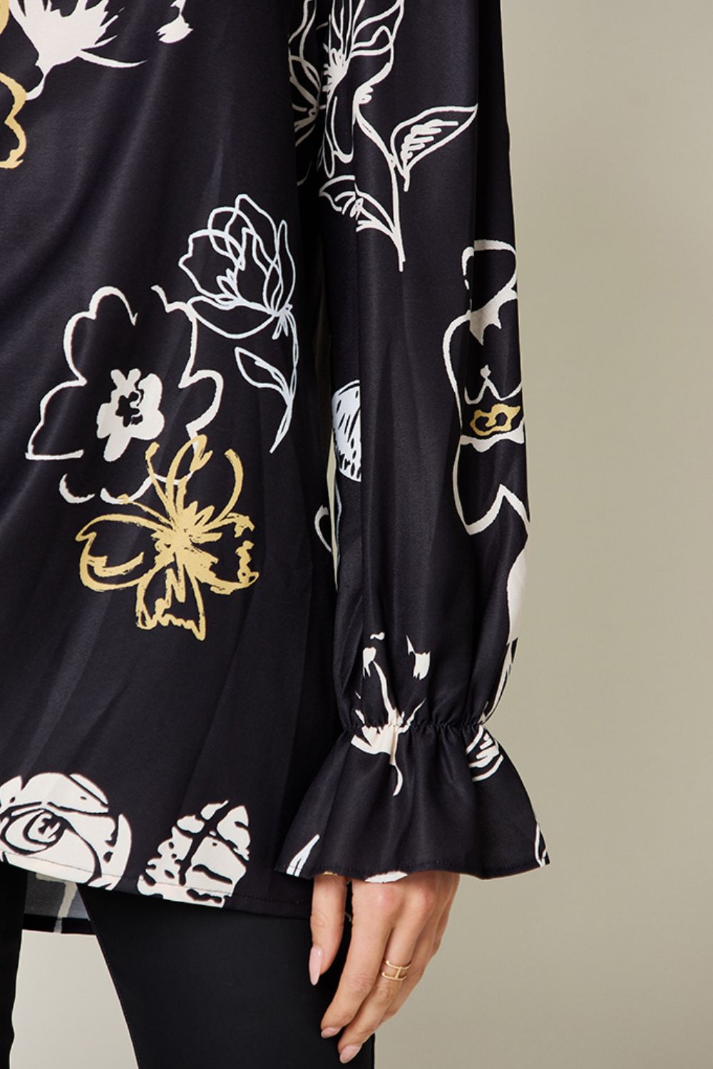 Double Take Printed Flounce Sleeve Blouse