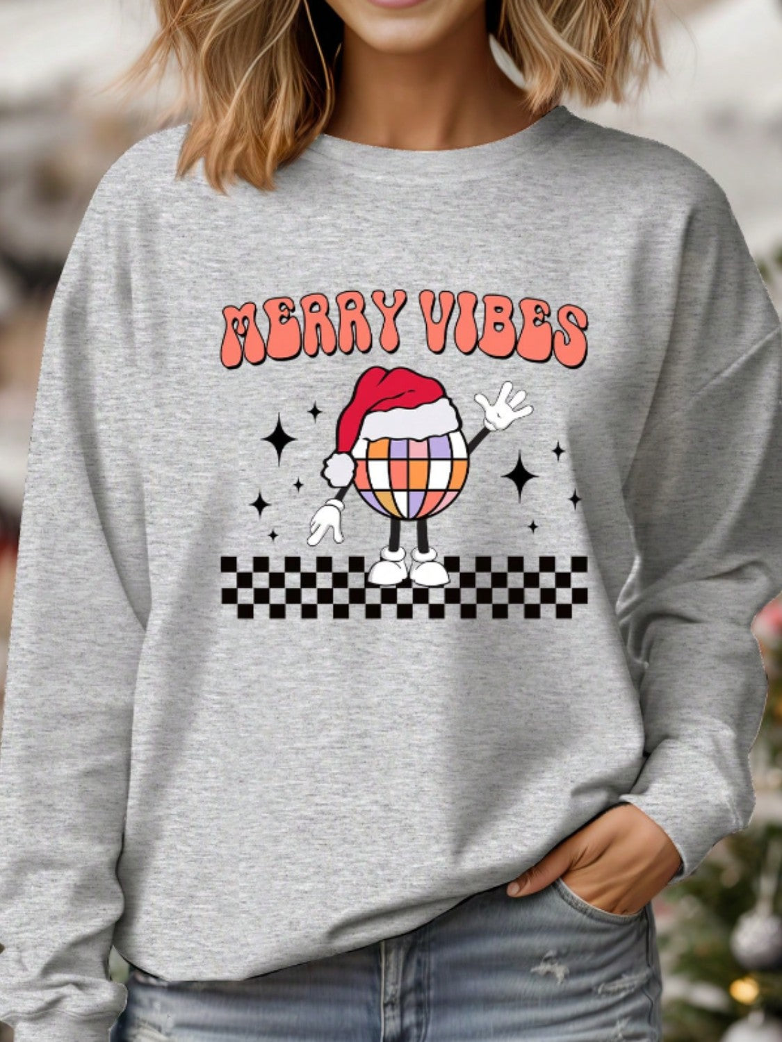 Graphic Merry Vibes Sweatshirt