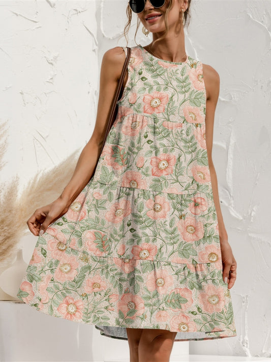 Tiered Printed Sleeveless Dress