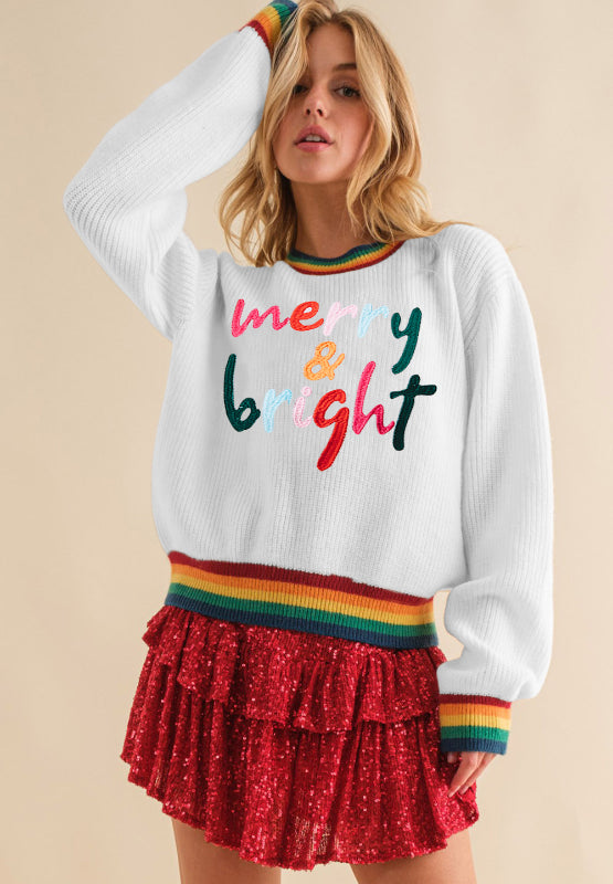 MERRY & BRIGHT Ribbed Sweater