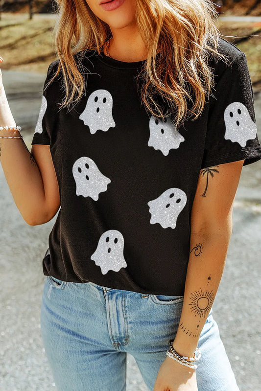 Glitter Ghost Short Sleeve T-Shirt