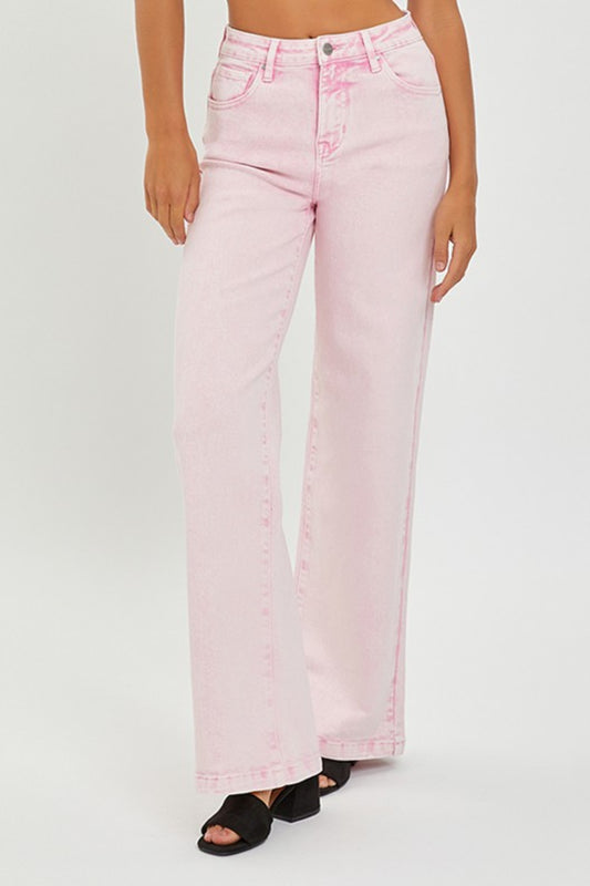 RISEN High Rise Tummy Control Wide Leg Jeans