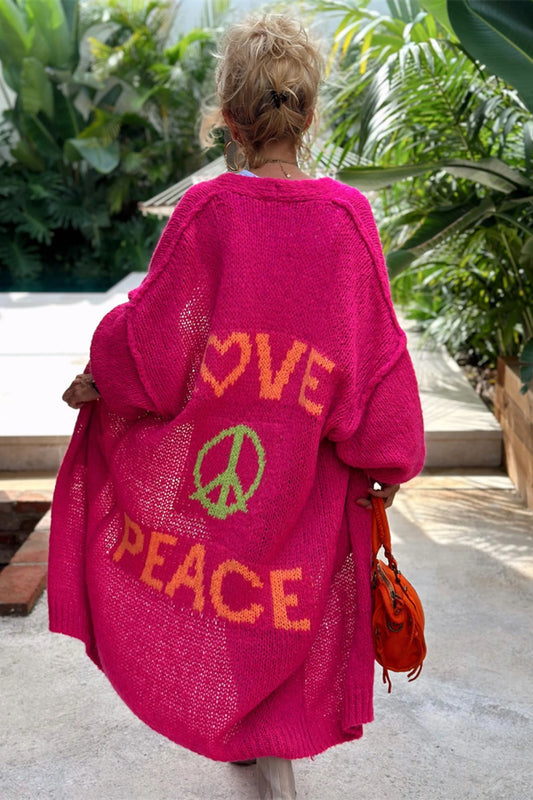 PEACE Dropped Shoulder Long Sleeve Cardigan