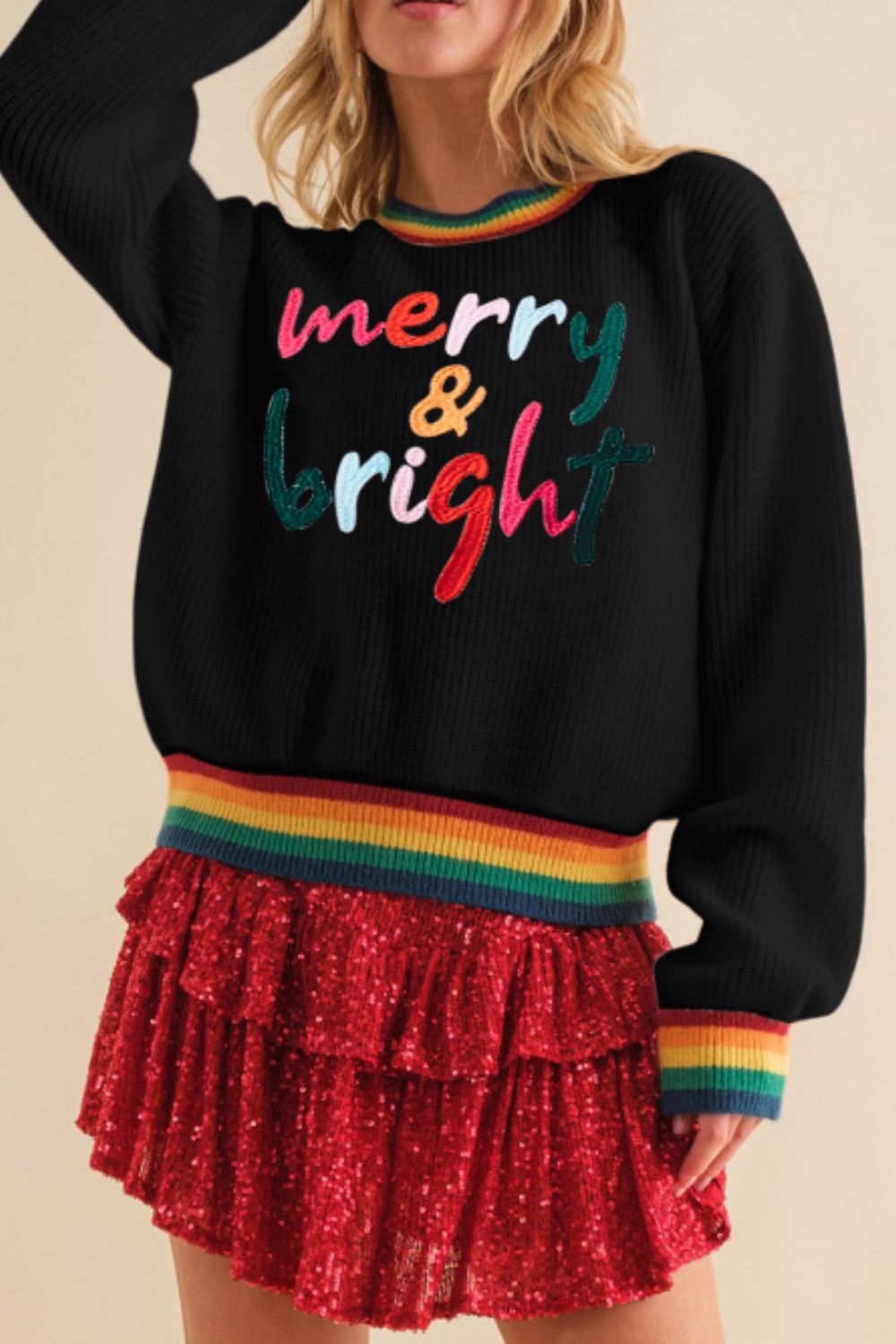 MERRY & BRIGHT Ribbed Sweater