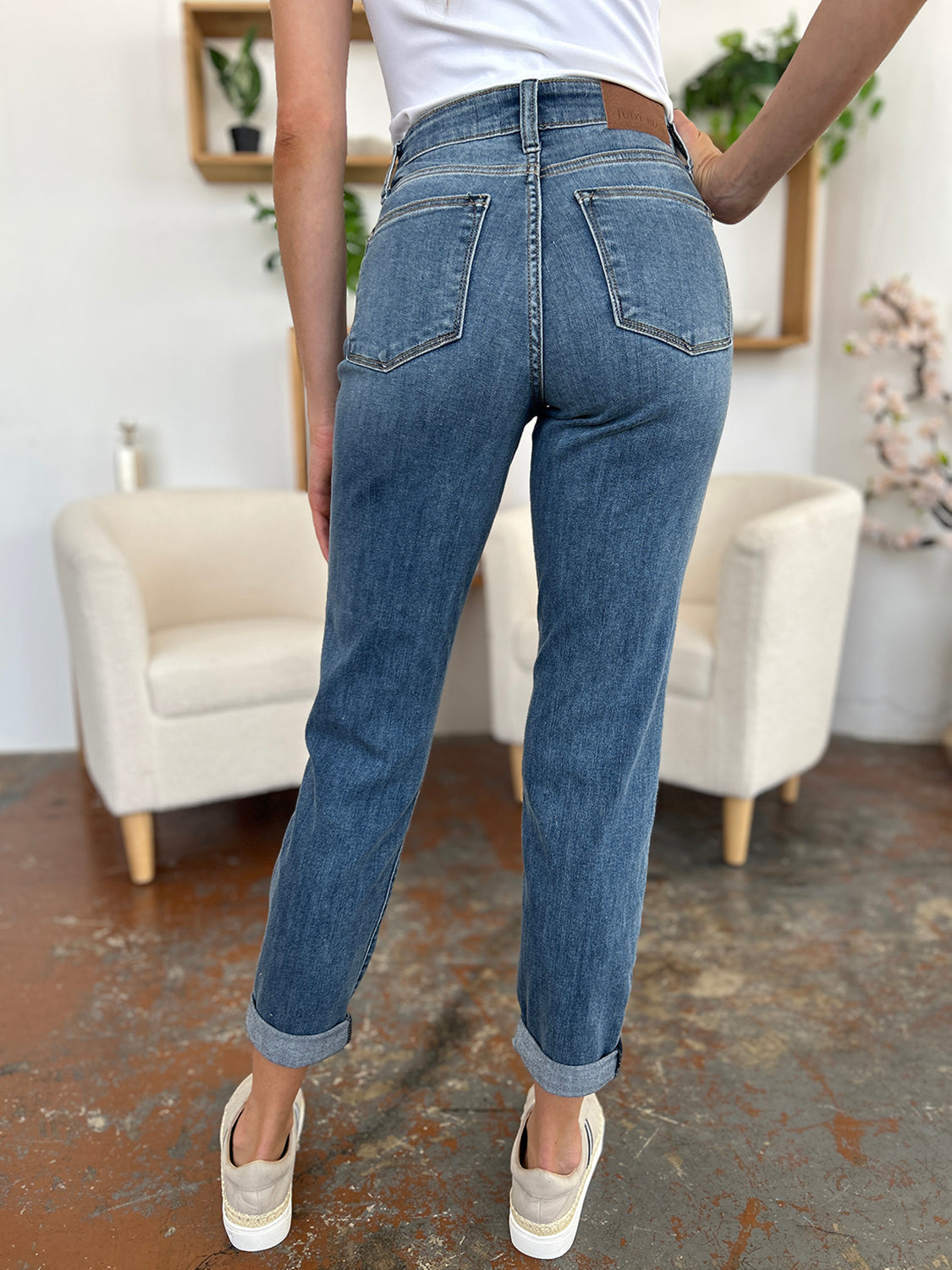 Judy Blue Cuffed Hem Low Waist Slim Jeans