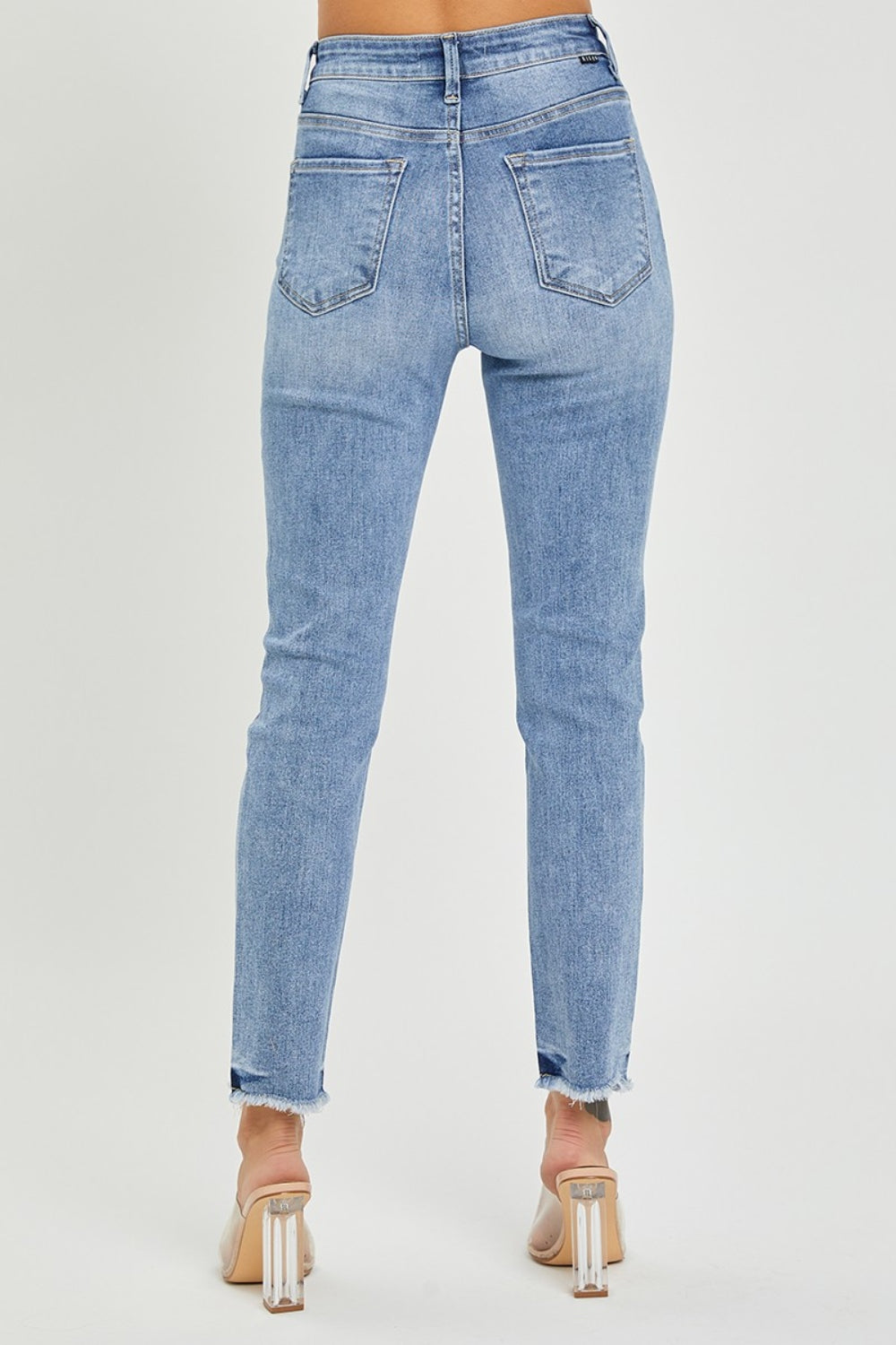 RISEN High Rise Frayed Hem Skinny Jeans