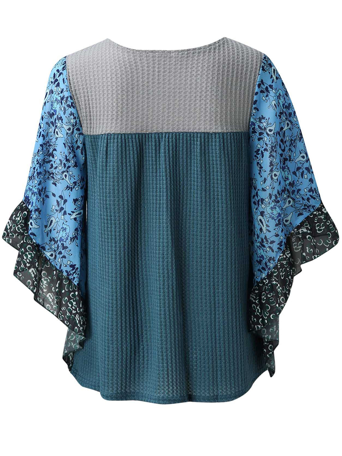 Printed Round Neck Three-Quarter Sleeve Blouse