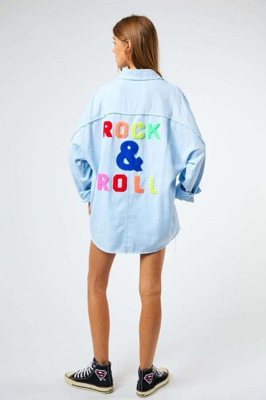 Multi Color Rock & Roll Fringed Hem Detail Shirt