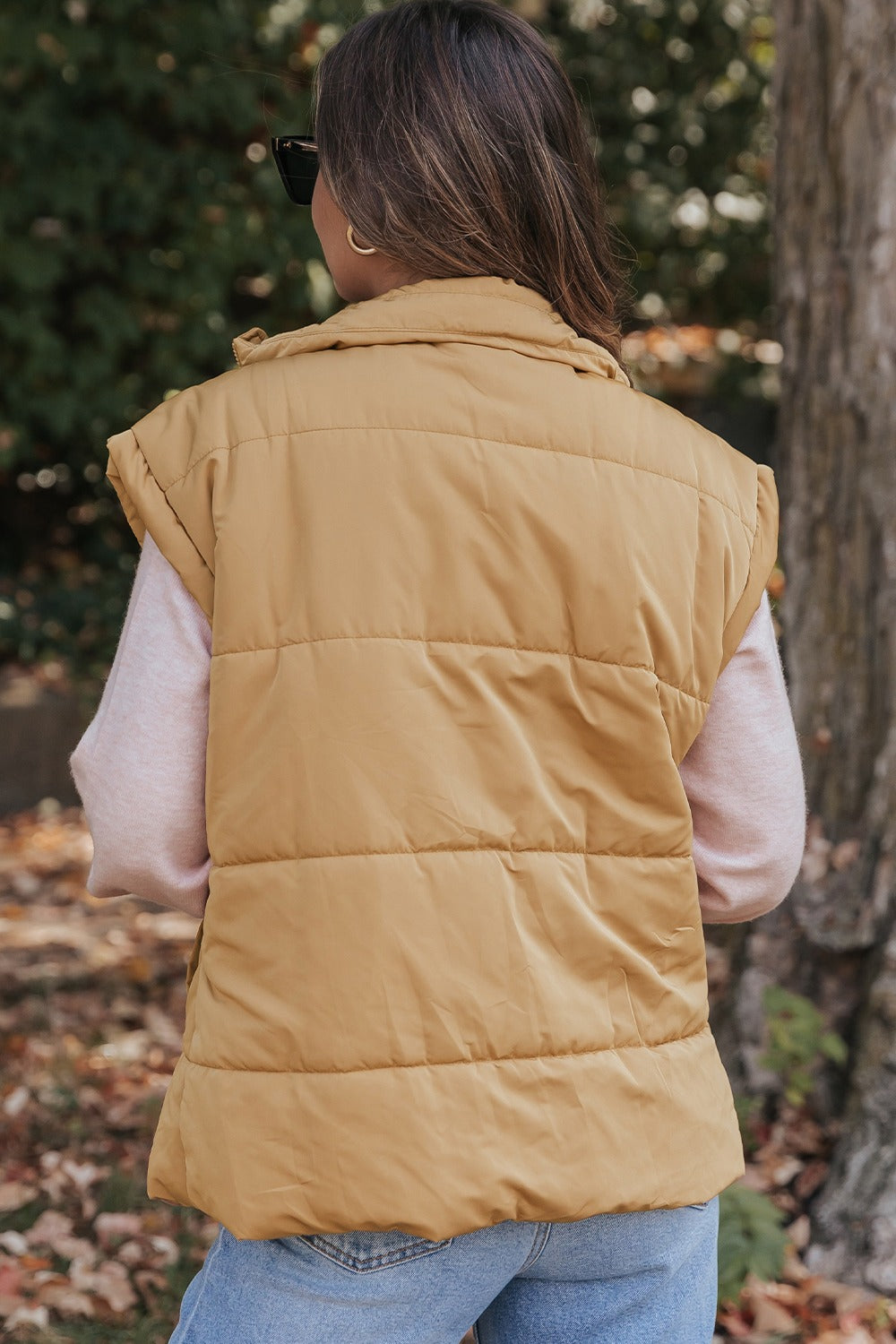 Pocketed Zip Up Vest Coat