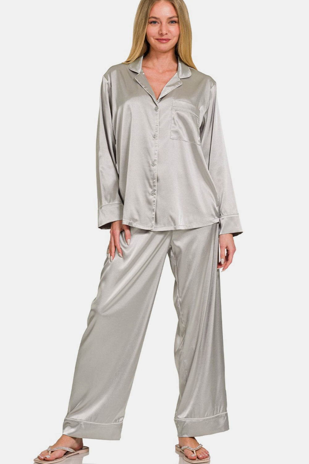 Zenana Satin Pajama Set