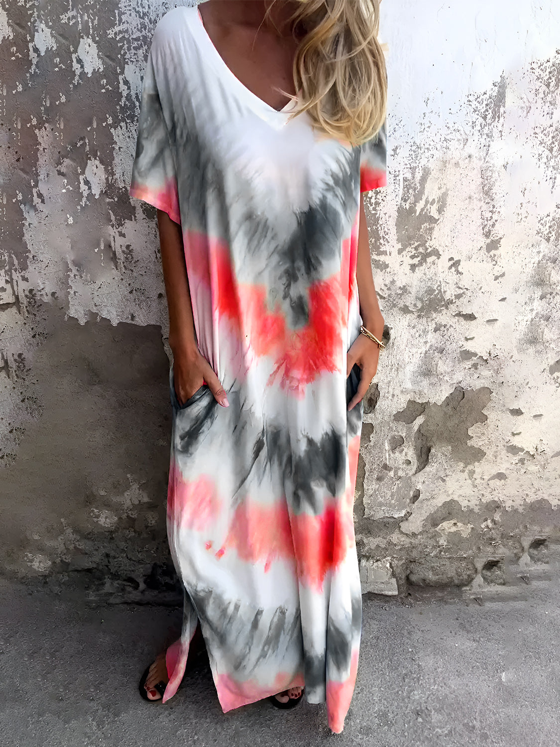 Pocketed Tie-Dye Dress