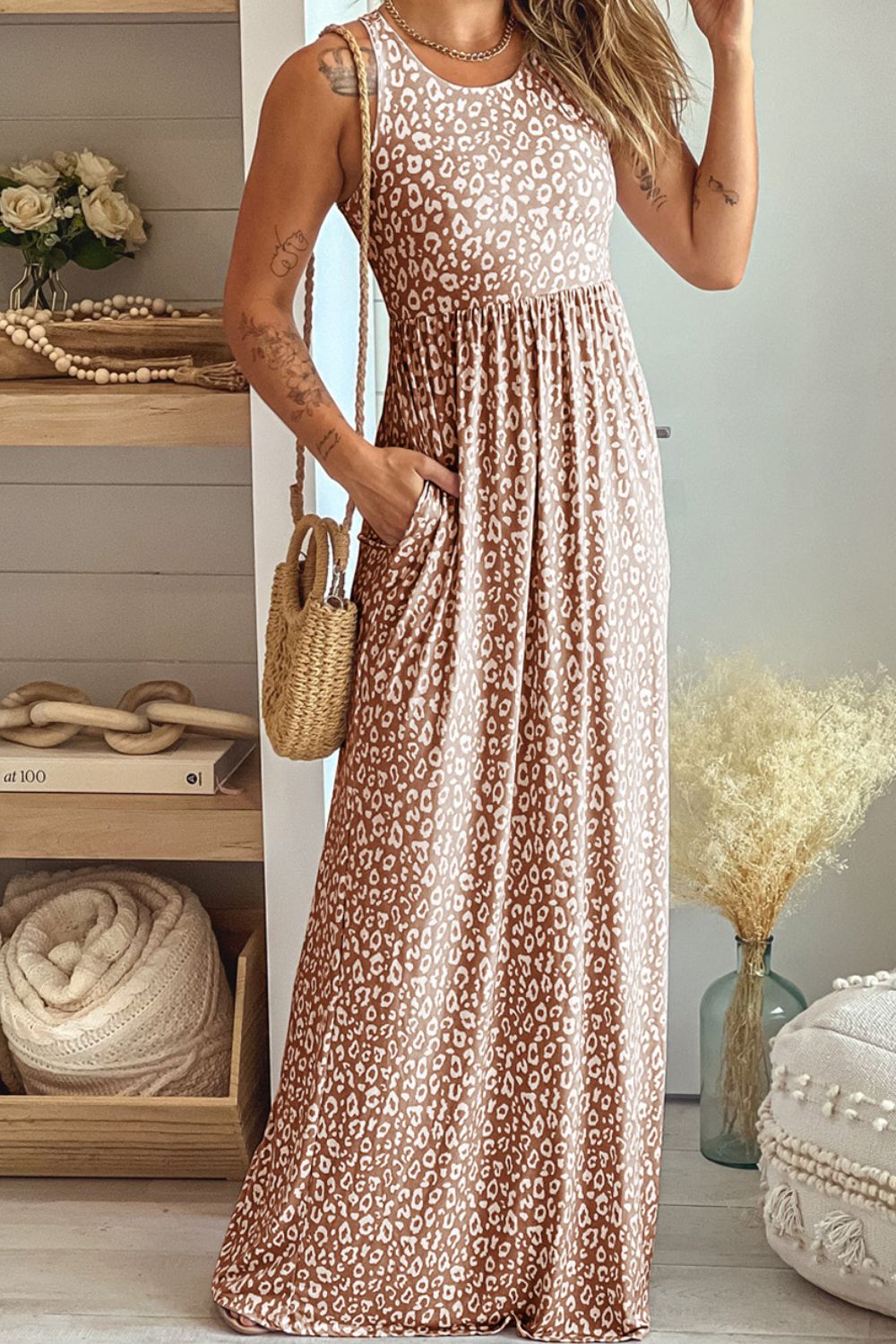 Leopard Sleeveless Maxi Dress