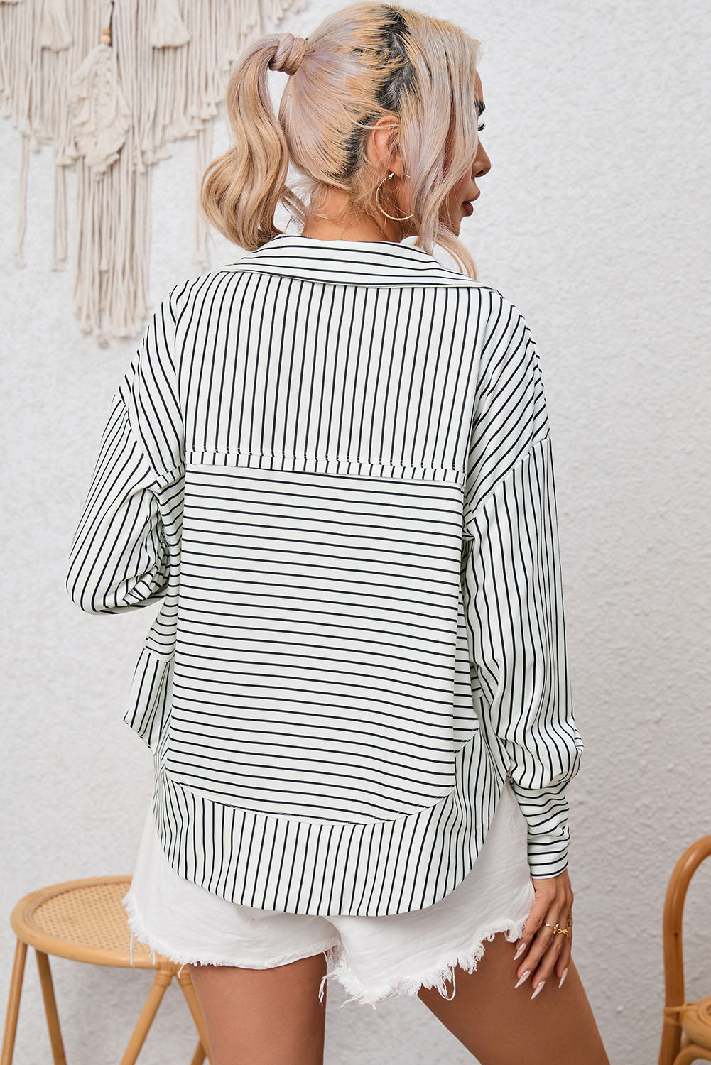 Striped Snap Collared Top