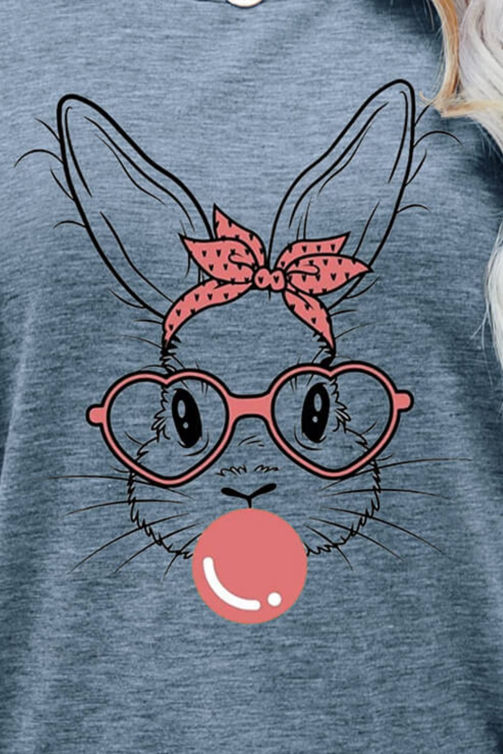 Bunny Gum Graphic Round Neck T-Shirt